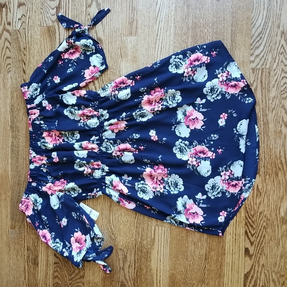 (M) NWT Ardene Floral Print Cold Shoulder Dress Summer Bohemian Indie Vacation - Picture 13 of 13